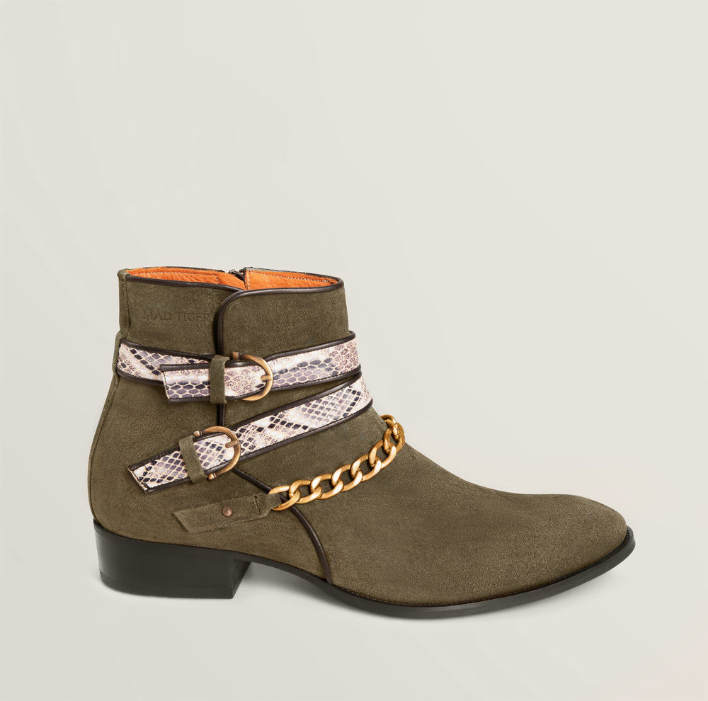 SNAKE BUCKLE KHAKI BOOTS MAD TIGERS