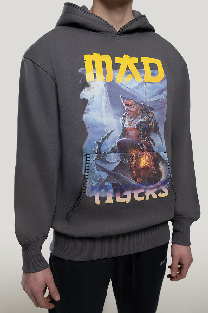 Dark Oceans Hoodie- Washed Gray
