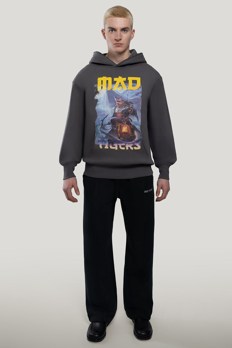 Dark Oceans Hoodie- Washed Gray