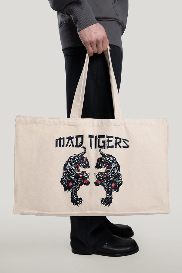 Tote Bag- 2 Tigers-Beige
