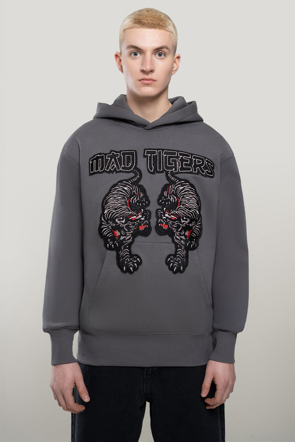 Black Tigers Hoodie- Washed Gray