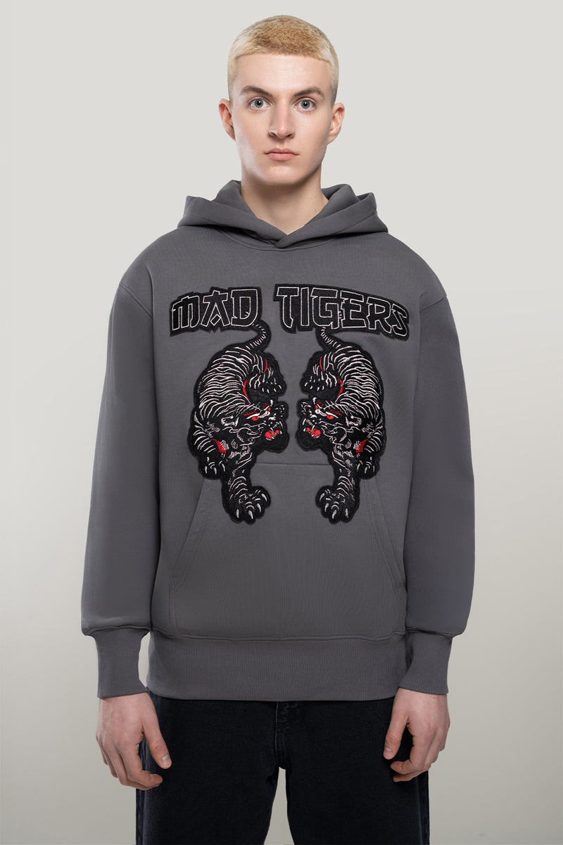 Black Tigers Hoodie- Washed Gray