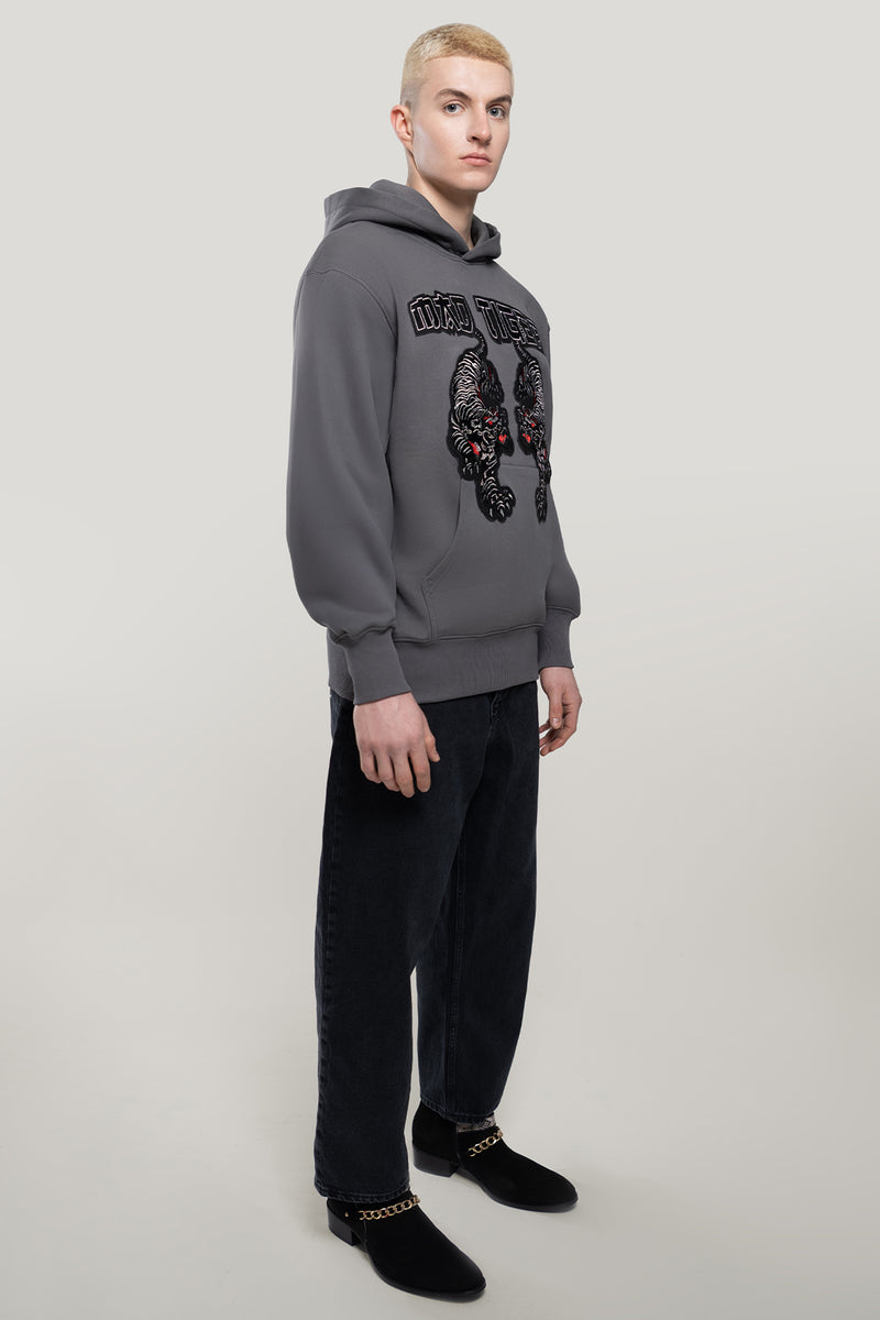 Black Tigers Hoodie- Washed Gray