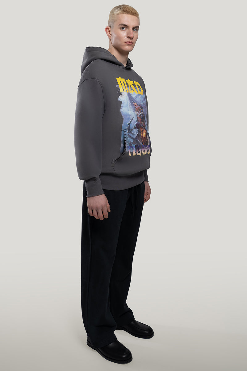 Dark Oceans Hoodie- Washed Gray