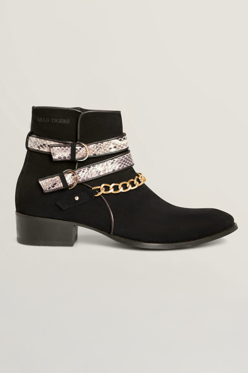 SCHLANGENSCHNALLE SCHWARZE STIEFEL