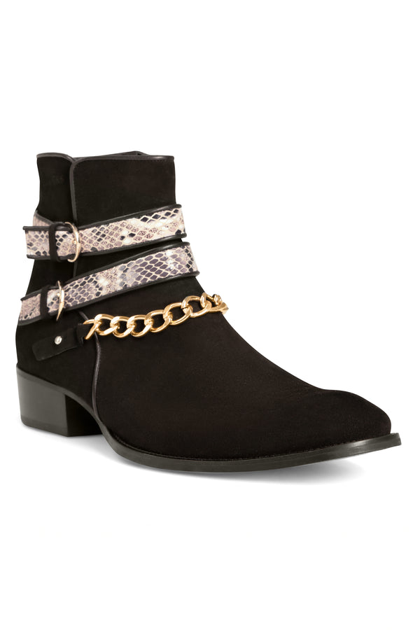 SCHLANGENSCHNALLE SCHWARZE STIEFEL