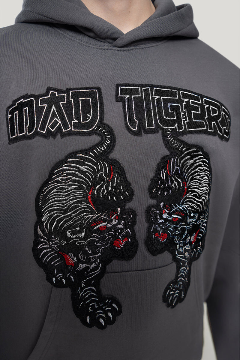 Black Tigers Hoodie- Washed Gray