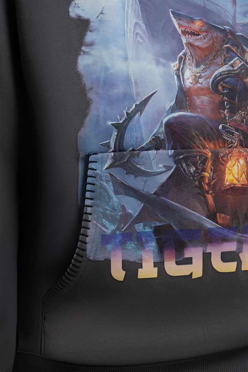 Dark Oceans Hoodie- Washed Gray