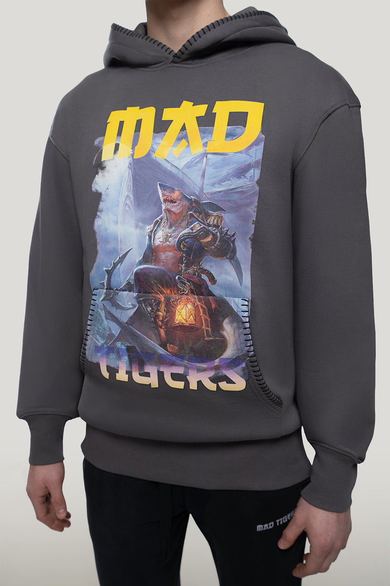 Dark Oceans Hoodie- Washed Gray