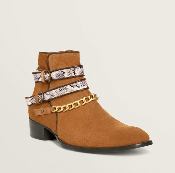 SNAKE BUCKLE TOBACCO BOOTS